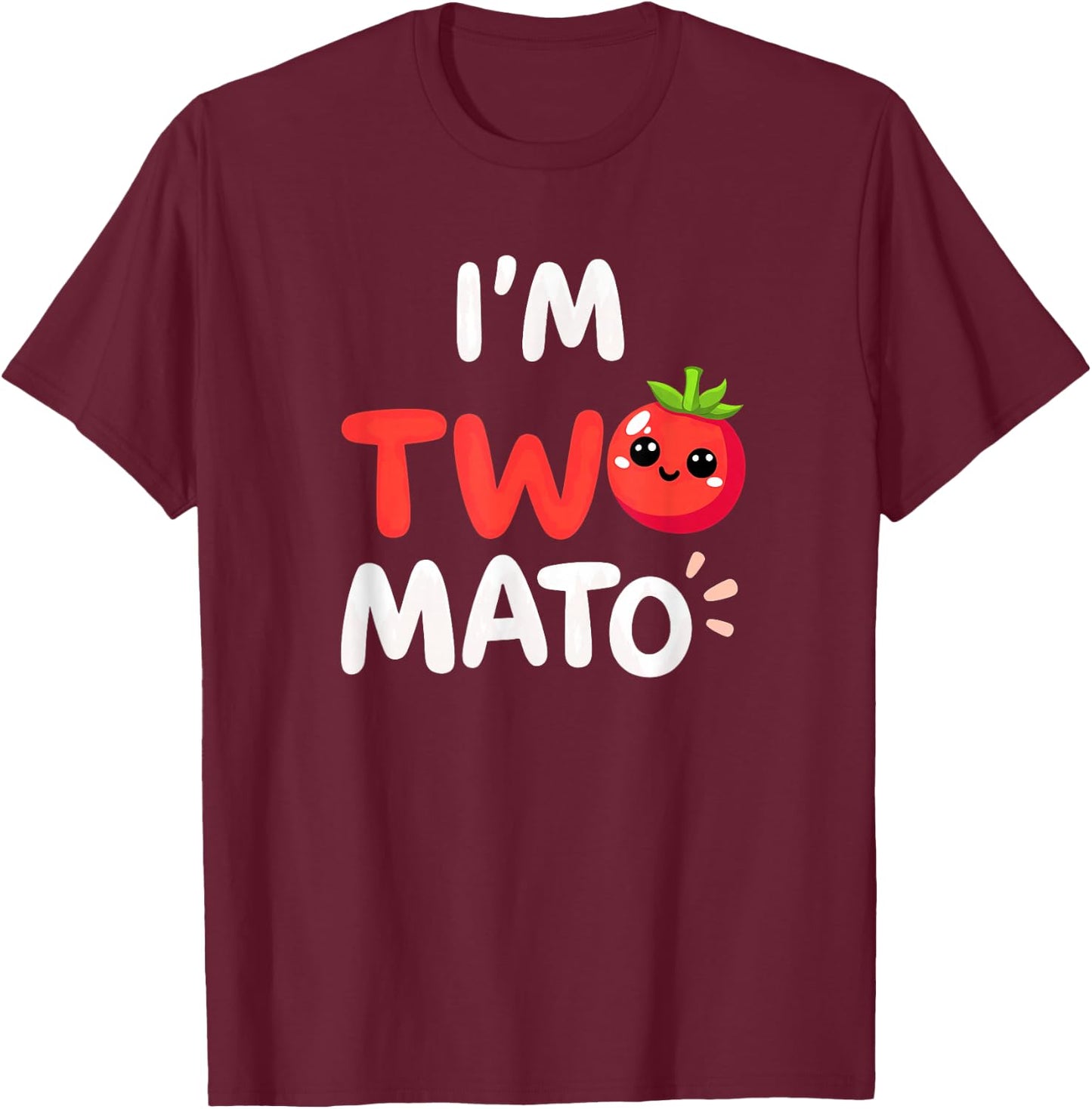 Farmer Gardener I'm Two-mato 2nd Birthday Tomatoes T-Shirt - T-Shirt | Maroon