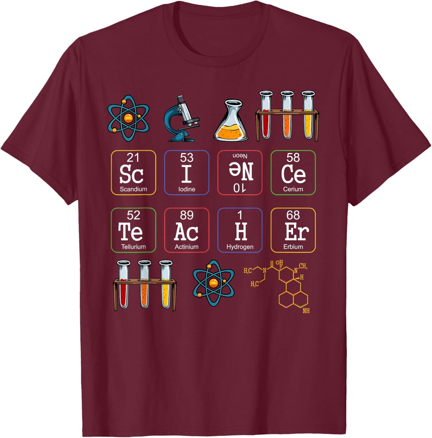 Science Teacher Periodic Table Biology Chemistry Physics Women Kids T-Shirt - T-Shirt | Maroon