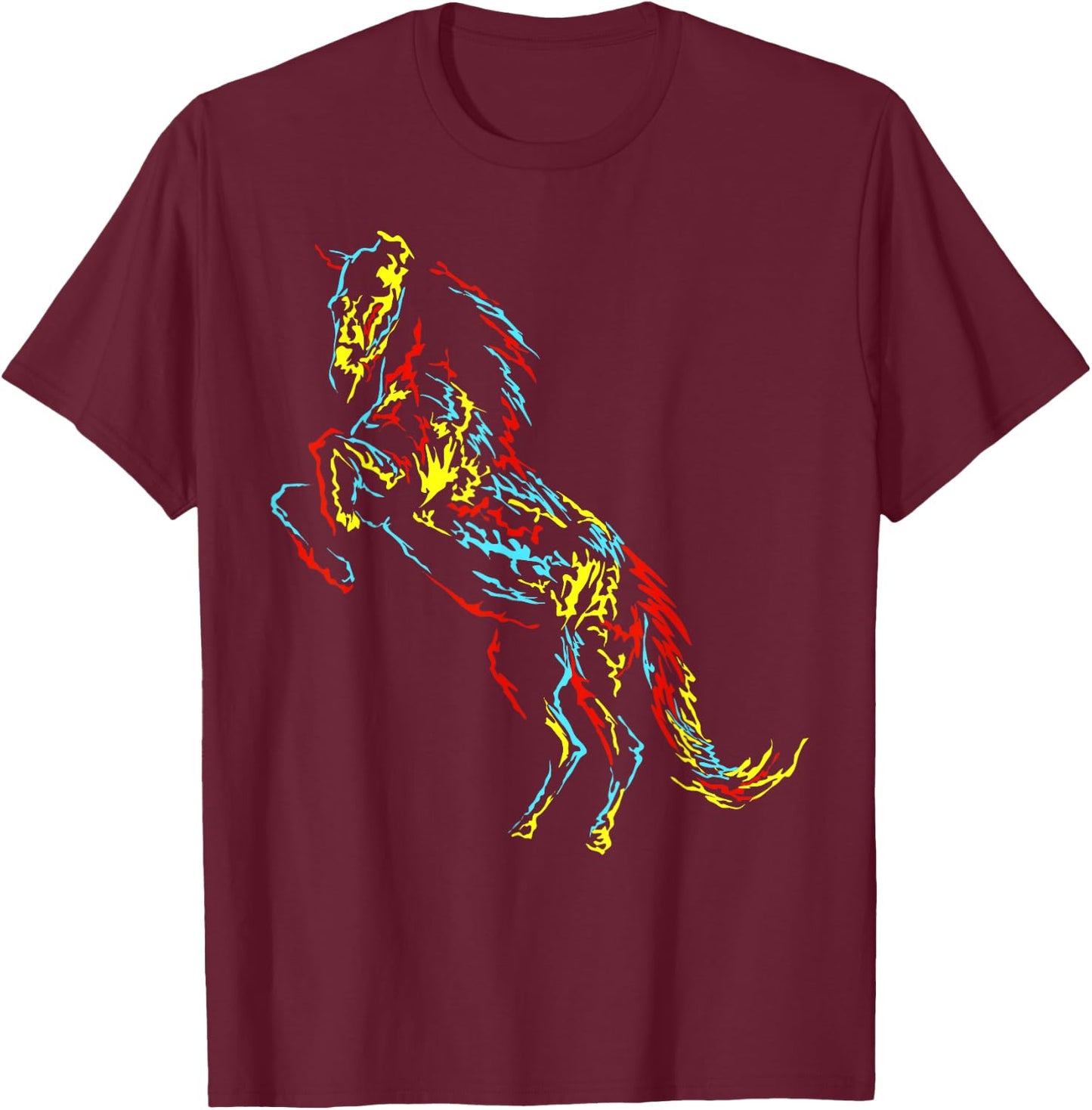 Colourful Abstract Art | Riding Funny Horses T-Shirt - T-Shirt | Maroon