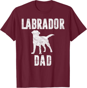 Vintage Labrador Dad Gift Dog Daddy Golden Black Lab Father T-Shirt - T-Shirt | Maroon