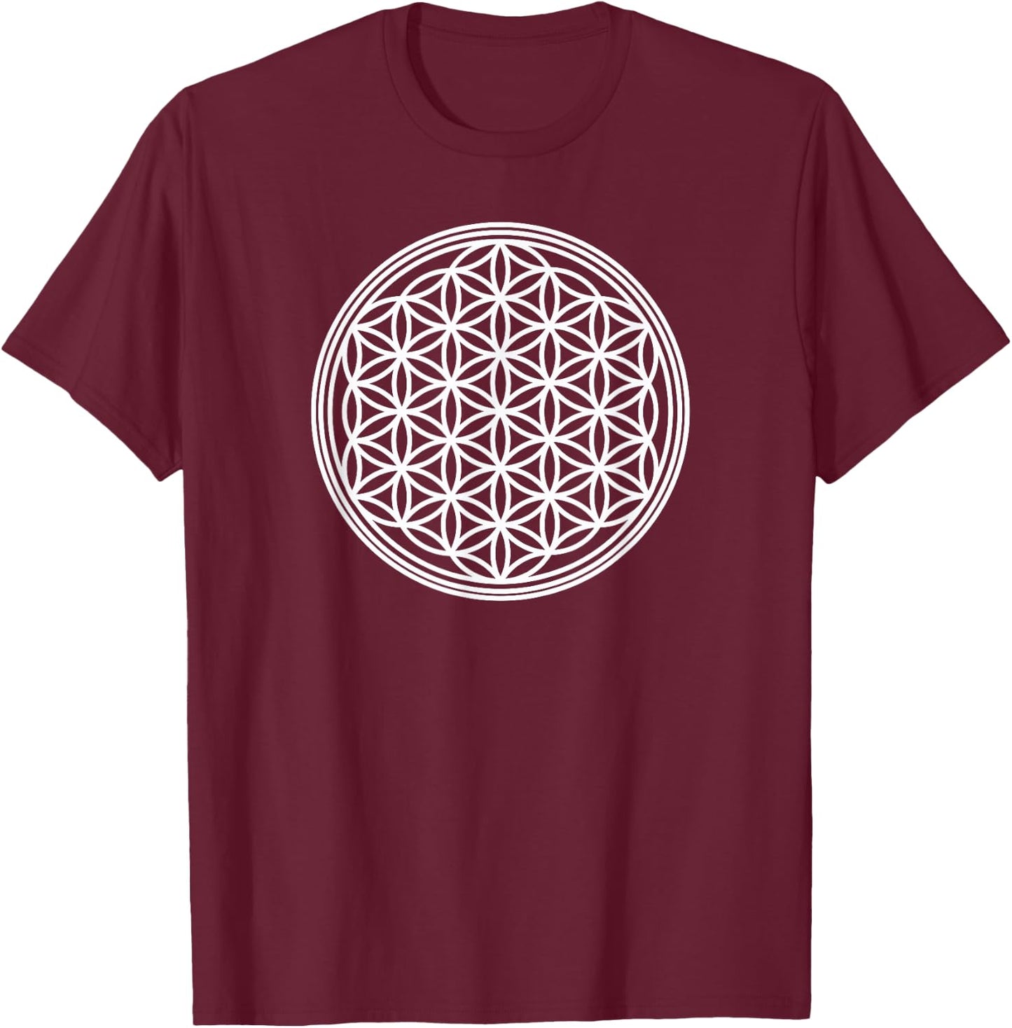Flower of Life Sacred Geometry Symbol Yoga Meditation T-Shirt - T-Shirt | Maroon