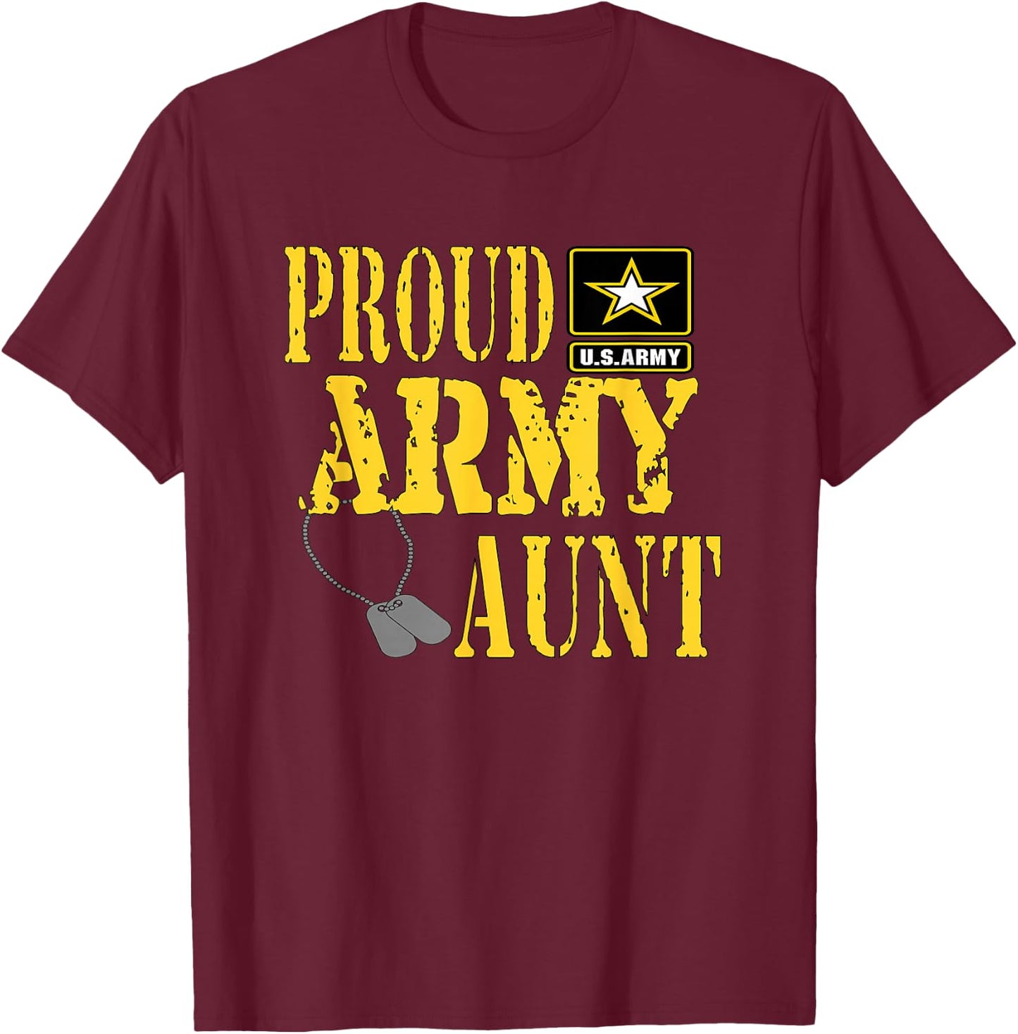 Proud Army Aunt Shirt Military Pride T Shirt T-Shirt - T-Shirt | Maroon