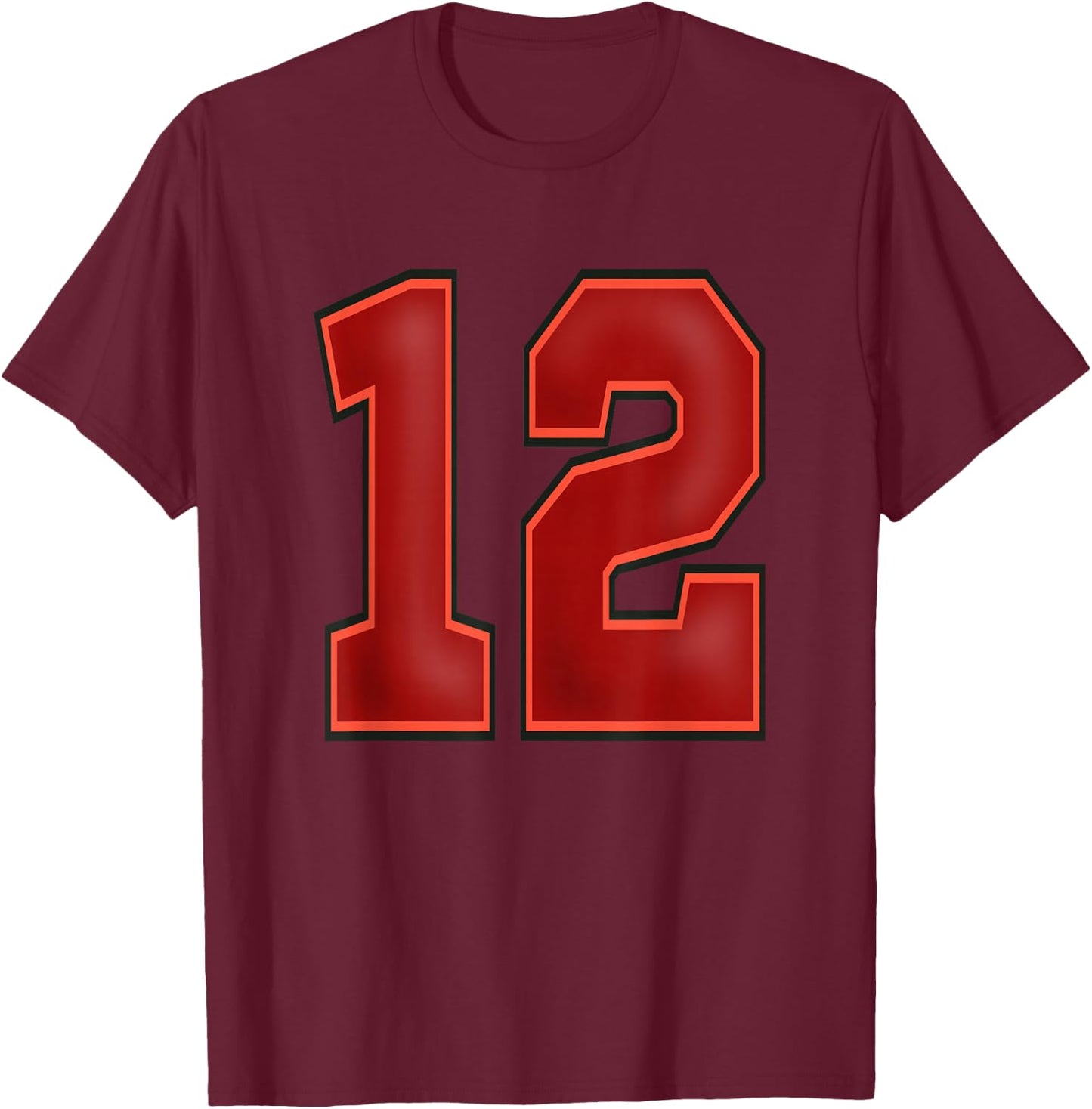 Sports Player Number 12 Jersey Number 12 T-Shirt - T-Shirt | Maroon