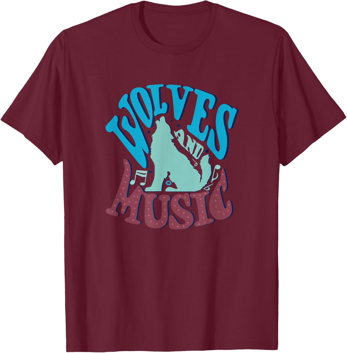 Wolves and Music Musician Piano Wolf T-Shirt - T-Shirt | Maroon