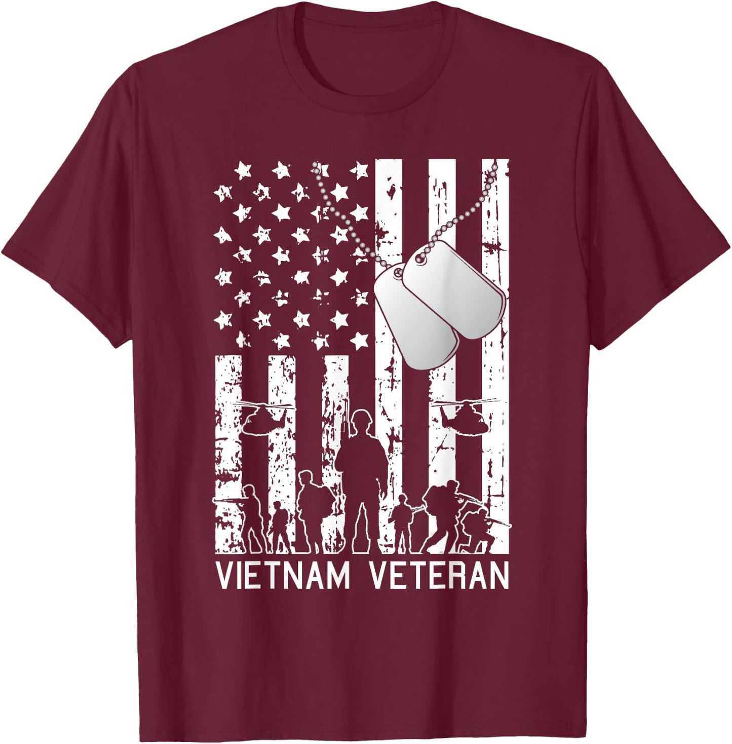 Vietnam Veteran Cool American Flag Military Army Soldier Women Kids Men T-Shirt - T-Shirt | Maroon
