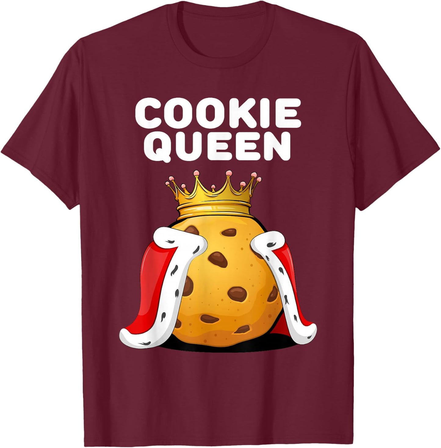 Cookie Shirts | Cookie Queen | Black Cute Cookie T-Shirt - T-Shirt | Maroon