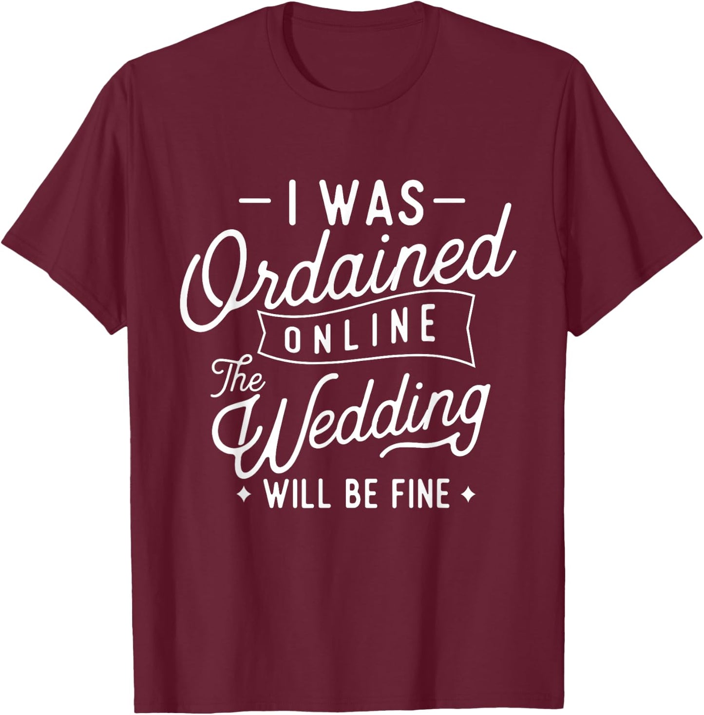 Online Ordained Minister - Classic Fit, Boat Neck, Short Sleeve, Black T-Shirt - T-Shirt | Maroon