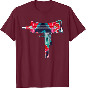 Tropical Gun Lover Firearm Beach Hawaiian Aloha Gun Hawaiian T-Shirt - T-Shirt | Maroon