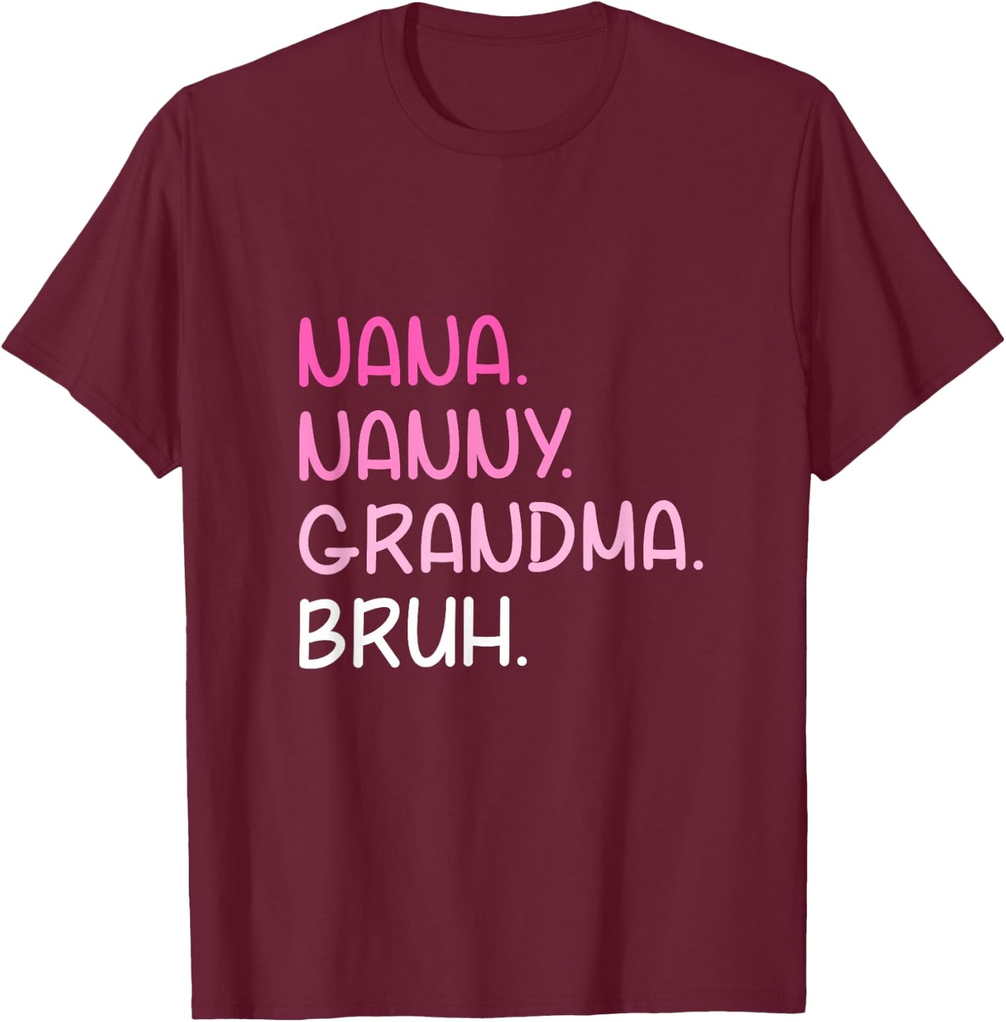 I Went From Nana Nanny Grandma to Bruh Quotes Mother's Day T-Shirt - T-Shirt | Maroon