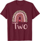 2 Year Old Leopard Rainbow Birthday Party Cute Girl 2nd Gift T-Shirt - T-Shirt | Maroon