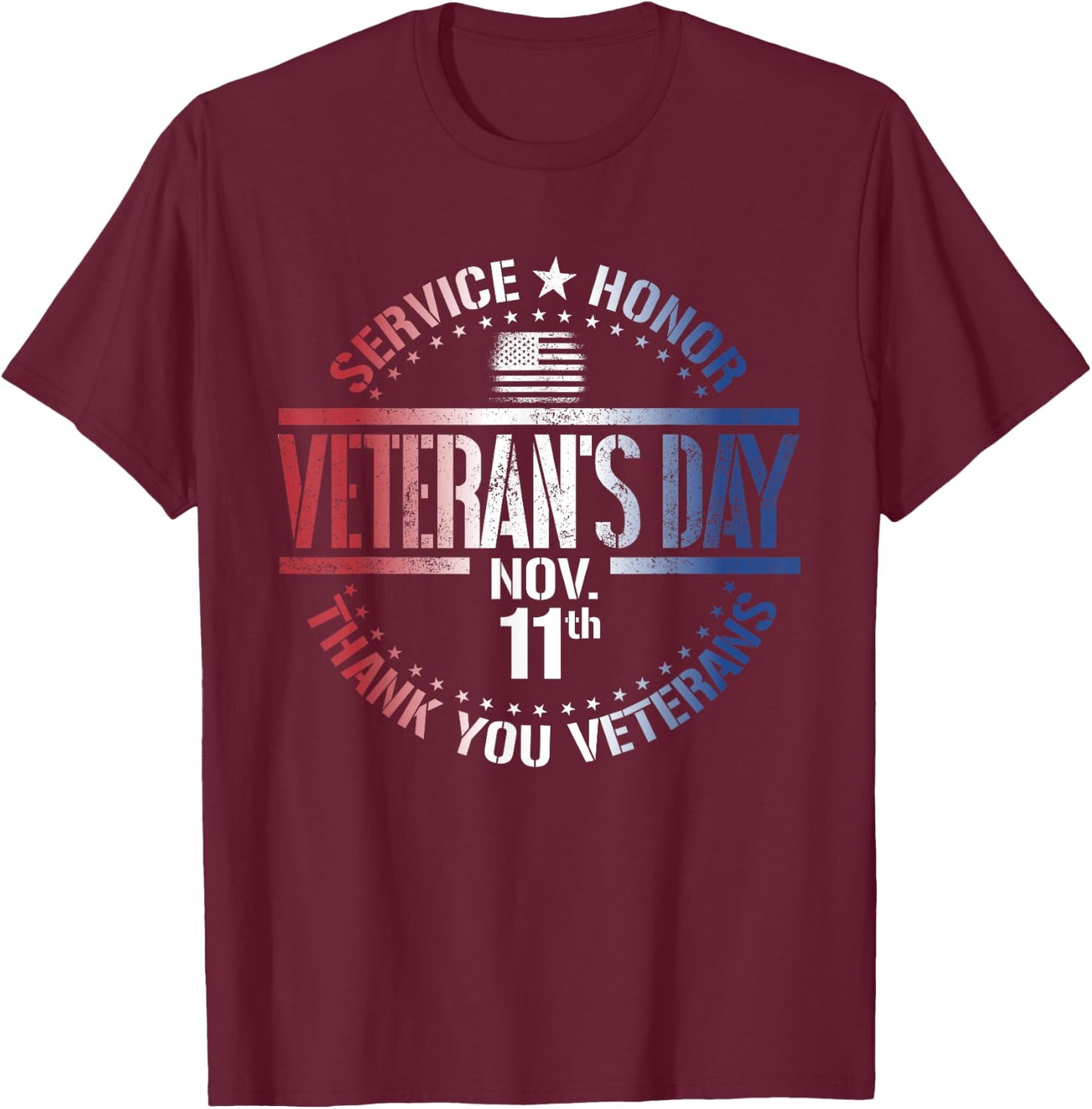 Veteran's Day November 11th Military Thank You Veterans T-Shirt - T-Shirt | Maroon