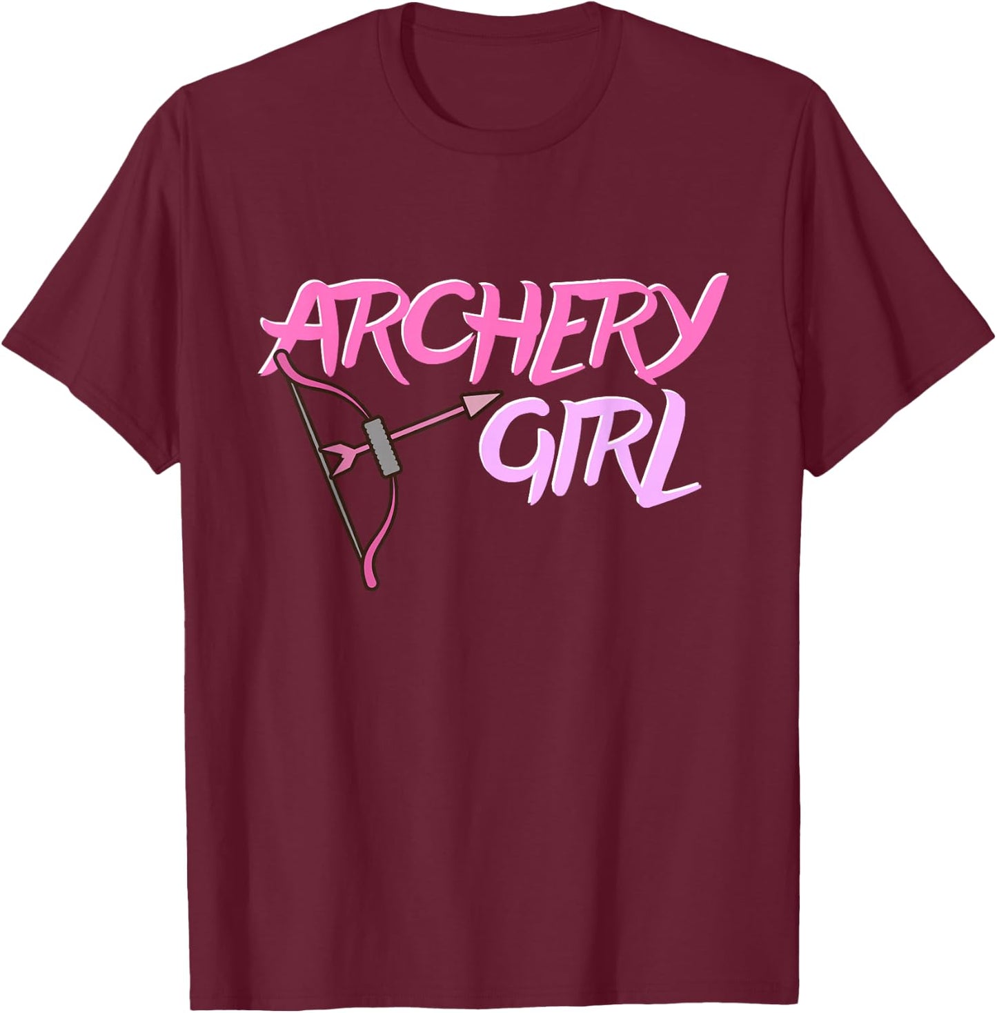 Cute Archery Girl Gift Bow Arrow Girly Sports Bowman Hunt T-Shirt - T-Shirt | Maroon