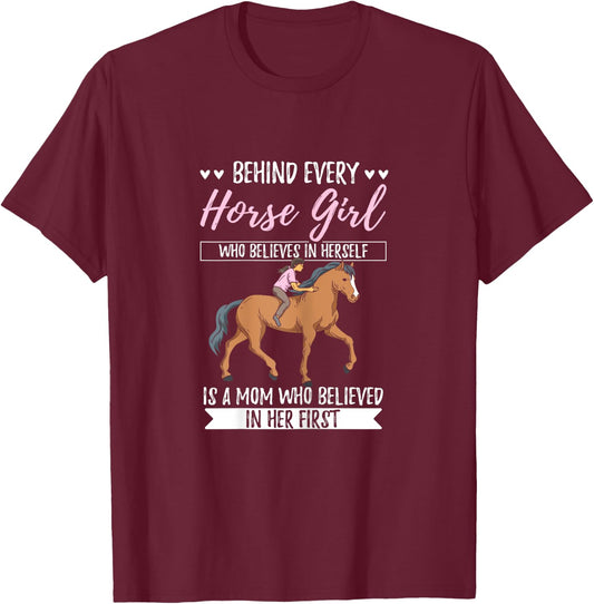 Proud Mama, Daughter at Equestrian Horses Hobby T-Shirt - T-Shirt | Maroon