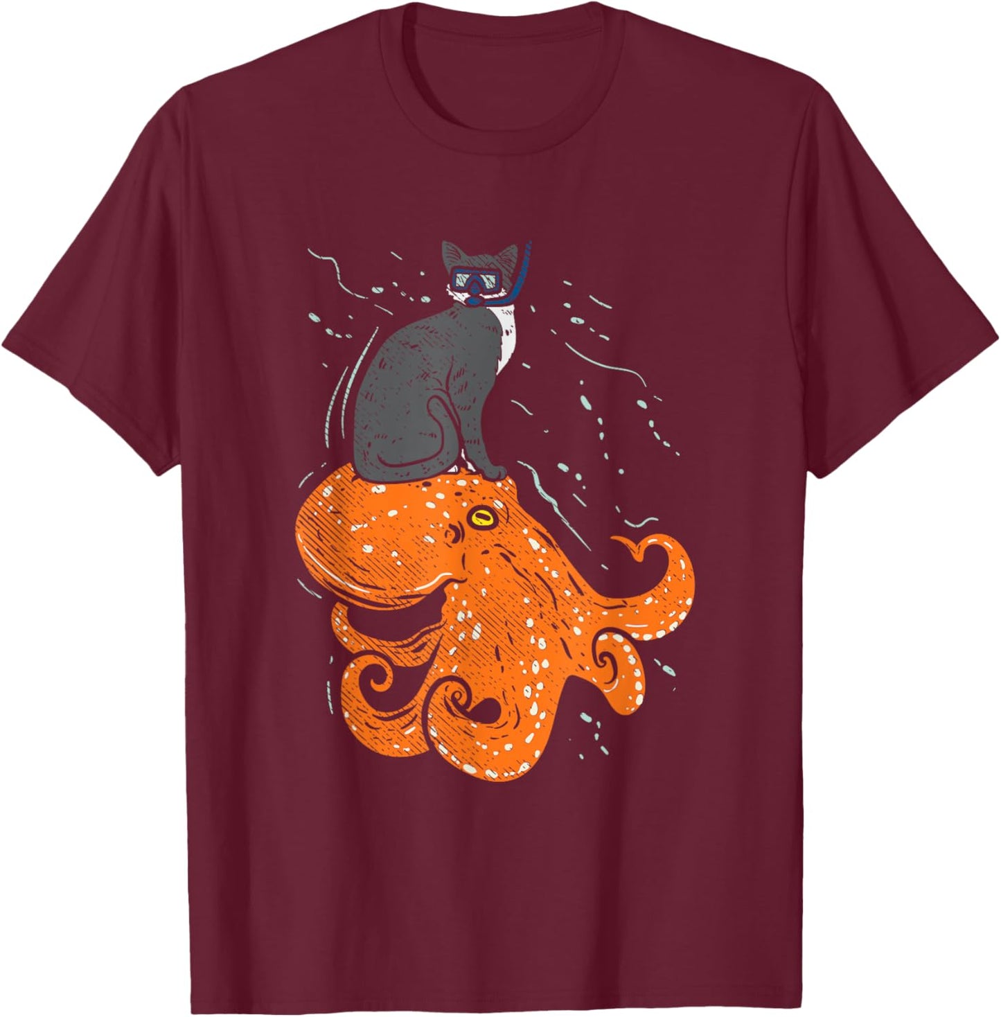 Funny Scuba Diving Gift, Funny Diving Cat Men Women T-Shirt - T-Shirt | Maroon
