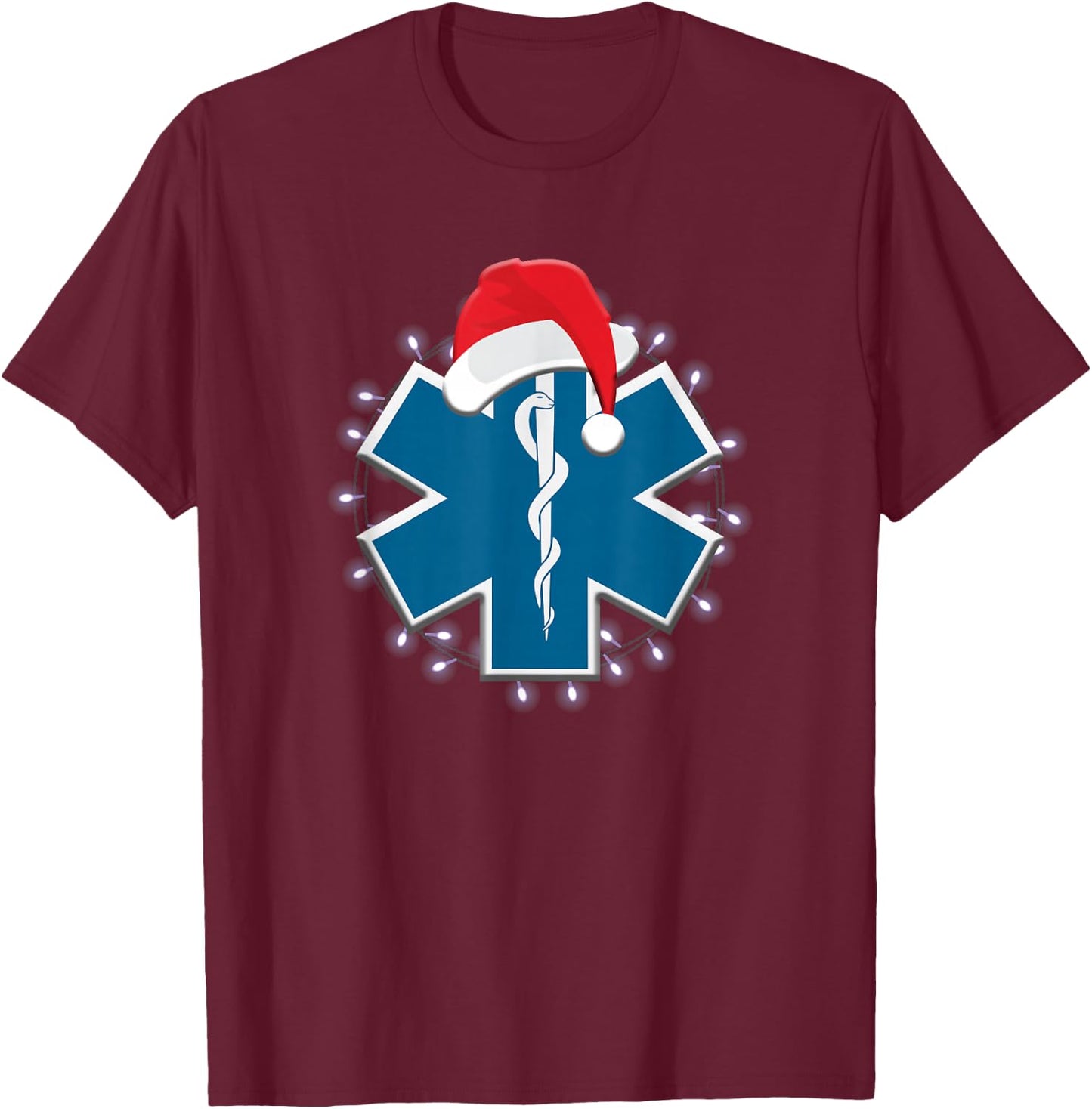 EMT Paramedic EMS Christmas Star of Life First Responder T-Shirt - T-Shirt | Maroon