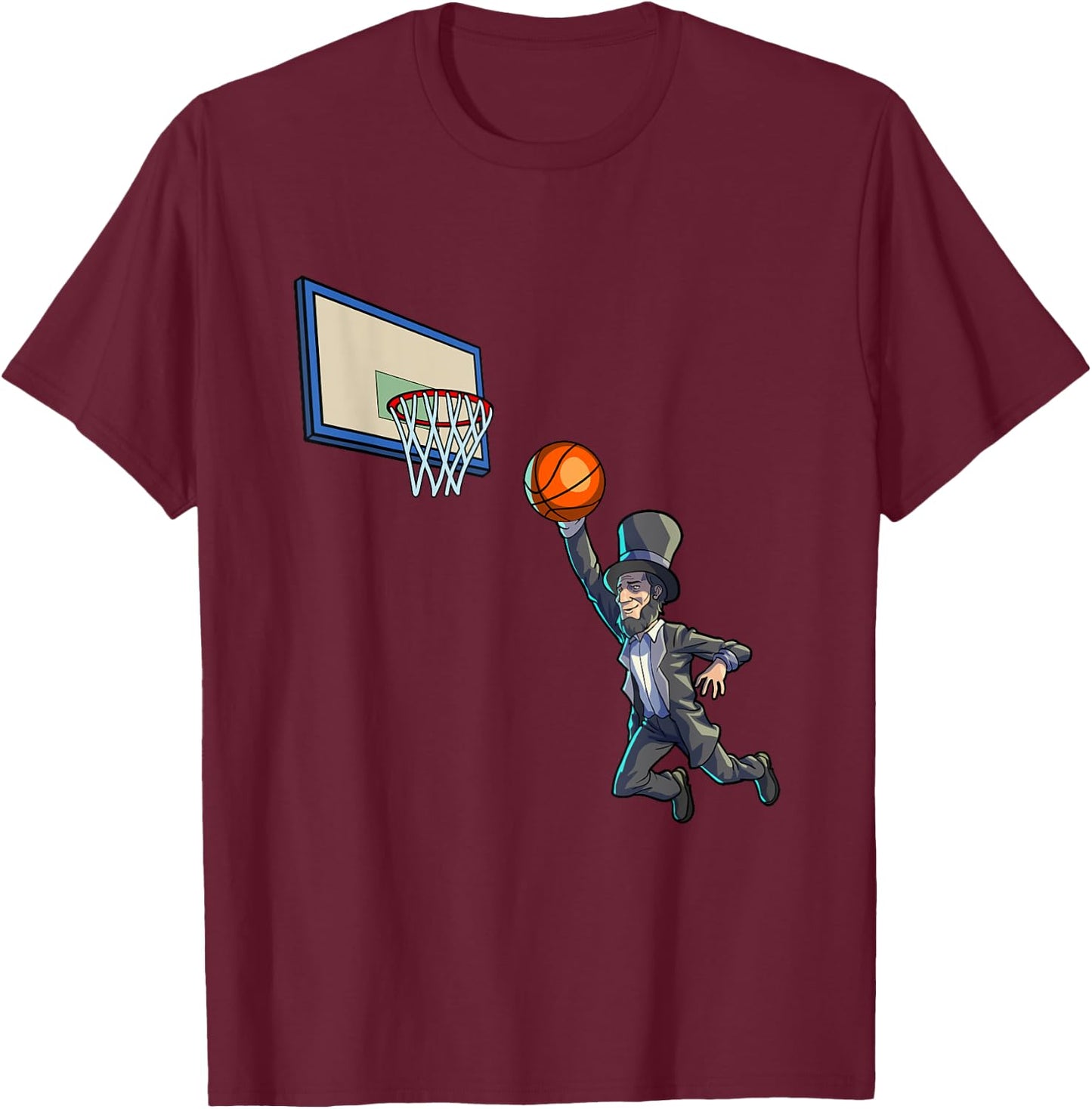 Basketball Abraham Lincoln 4th Of July Shirt Men Boy Lincoln T-Shirt - T-Shirt | Maroon