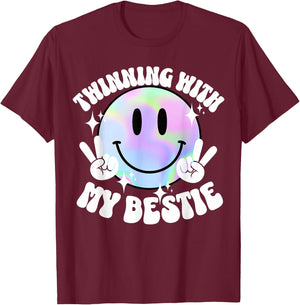 Twinning with My Bestie Spirit Week Twin Day Best Friend T-Shirt - T-Shirt | Maroon