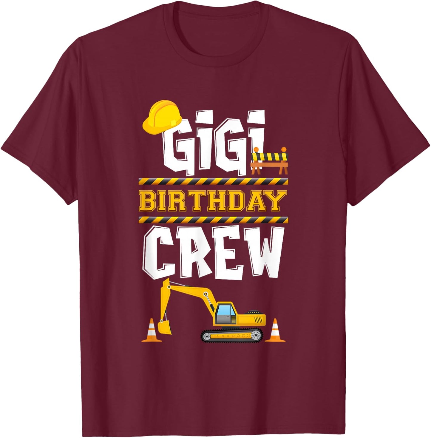 Gigi Birthday Crew Construction Tractor Birthday Party T-Shirt - T-Shirt | Maroon