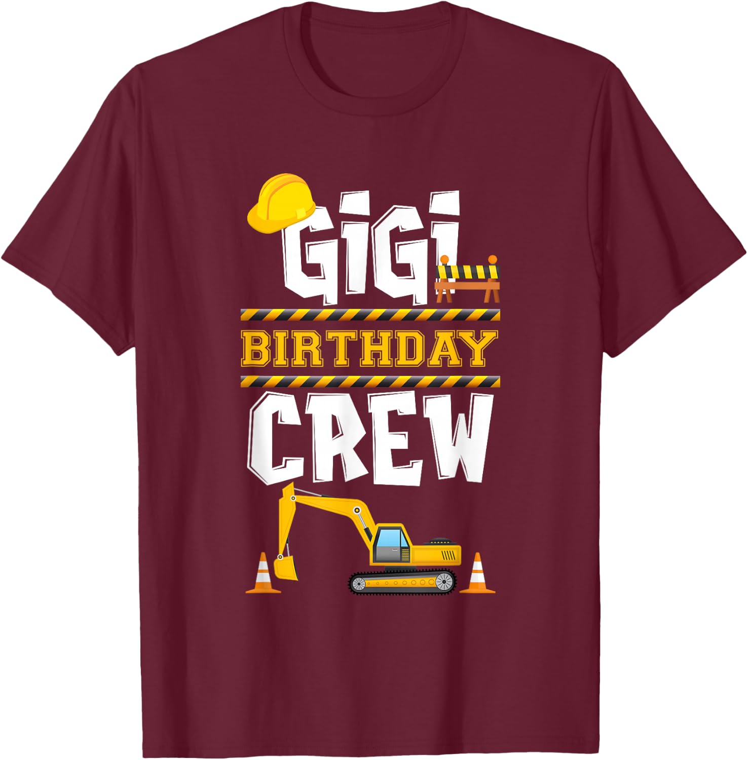 Gigi Birthday Crew Construction Tractor Birthday Party T-Shirt - T-Shirt | Maroon