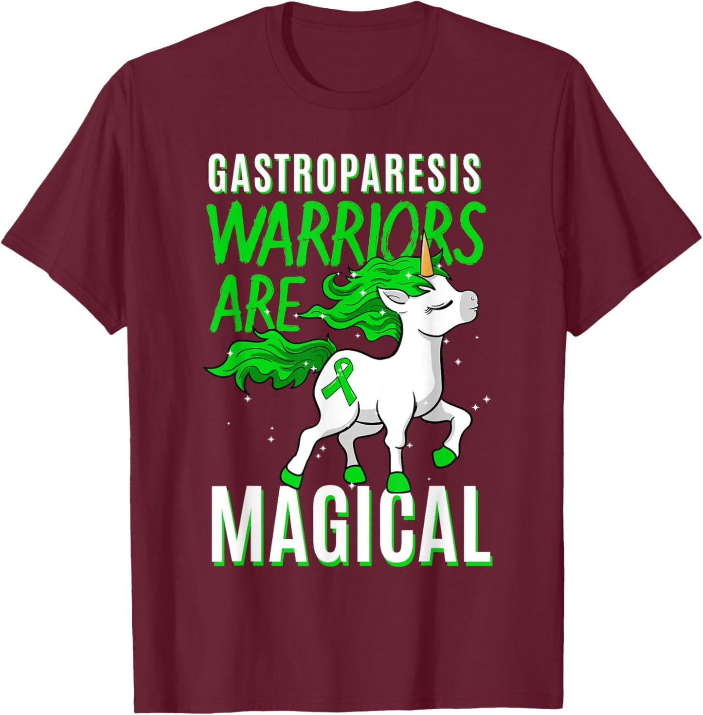 Gastroparesis Awareness Stomach Paralysis Unicorn Lover Gift T-Shirt - T-Shirt | Maroon