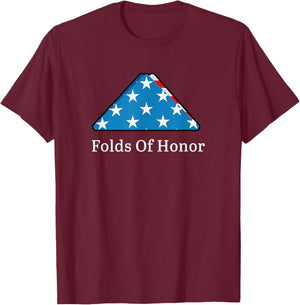 Folds of Honor Fallen Military First Responders Patriotic Small T-Shirt - T-Shirt | Maroon