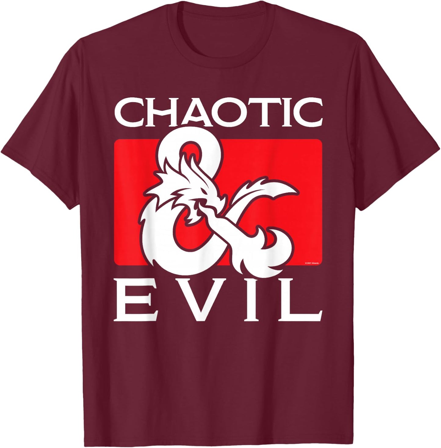 Dungeons & Dragons Chaotic & Evil T-Shirt - T-Shirt | Maroon