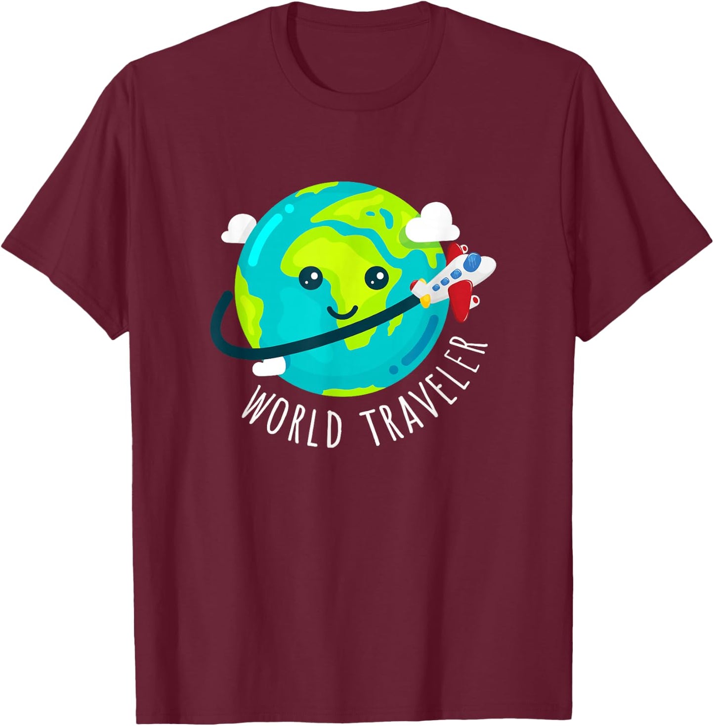 Cute Globe World Traveler T-Shirt - T-Shirt | Maroon