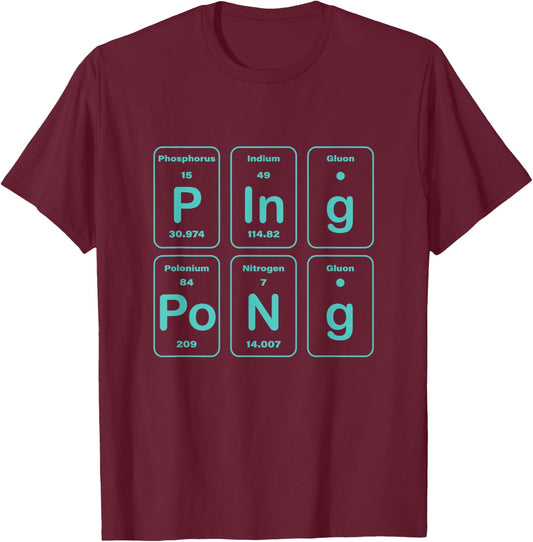 Ping Pong Periodic Table Funny T-Shirt - T-Shirt | Maroon