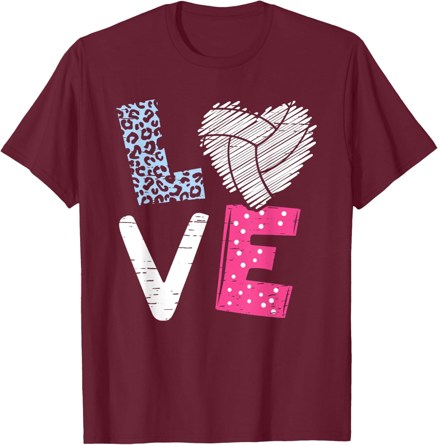 Love Volleyball Coach Player Teen Girls Women Kids T-Shirt - T-Shirt | Maroon