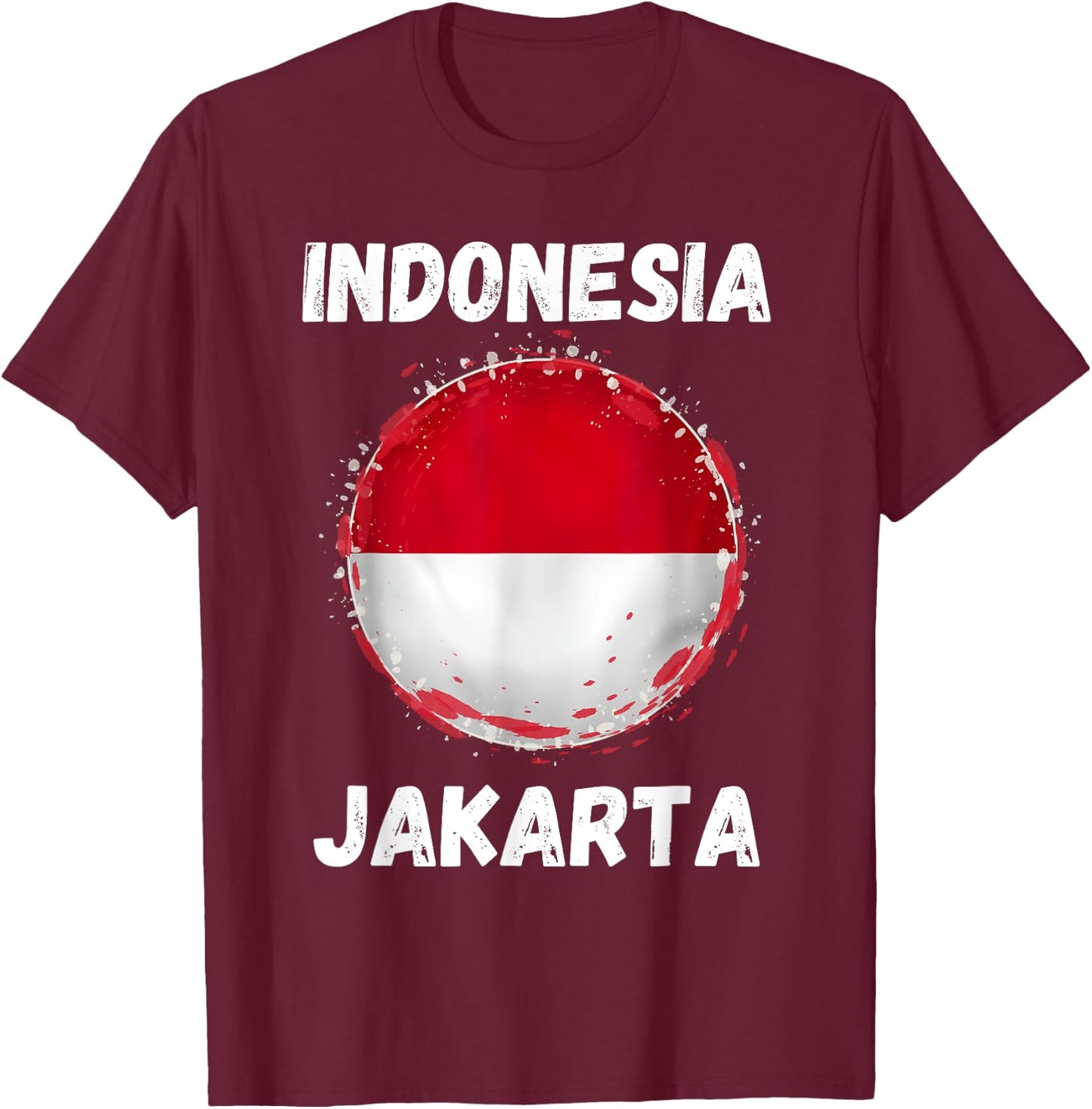 Jakarta Indonesia Vintage Indonesian Flag Souvenirs T-Shirt - T-Shirt | Maroon