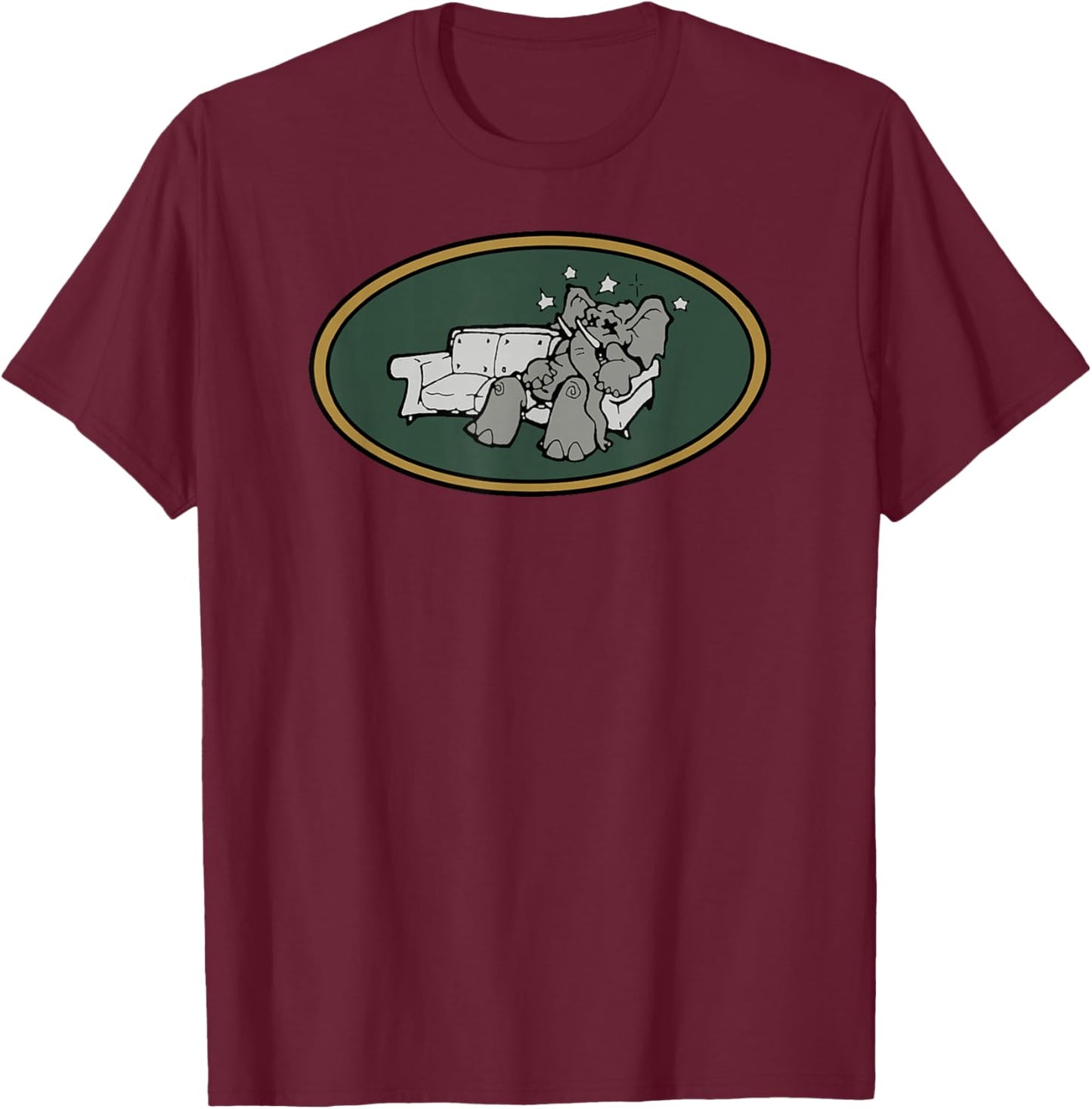 Brooklyn Dust Music Elephant Logo (Goblin Green) T-Shirt - T-Shirt | Maroon