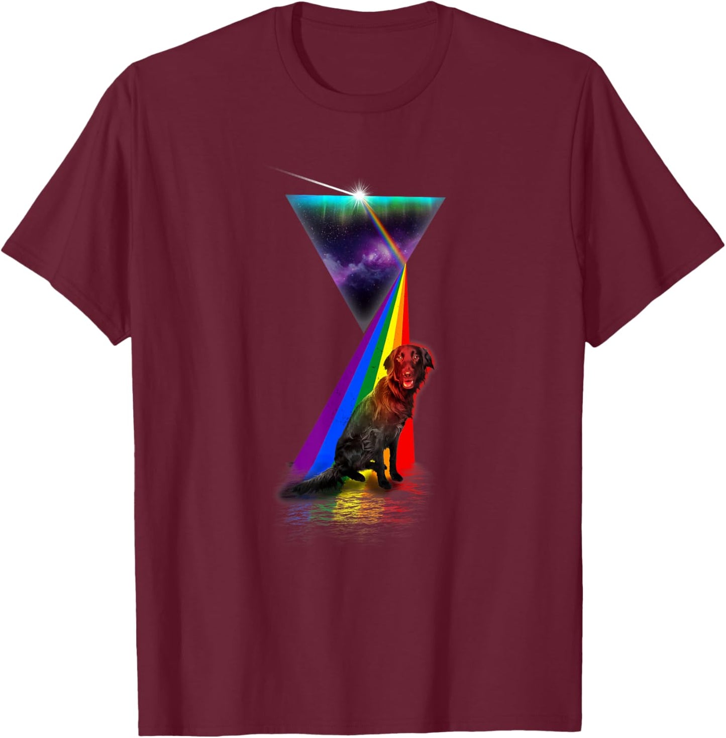 Vintage Retro Prism Flat-Coated Retriever T-Shirt - T-Shirt | Maroon