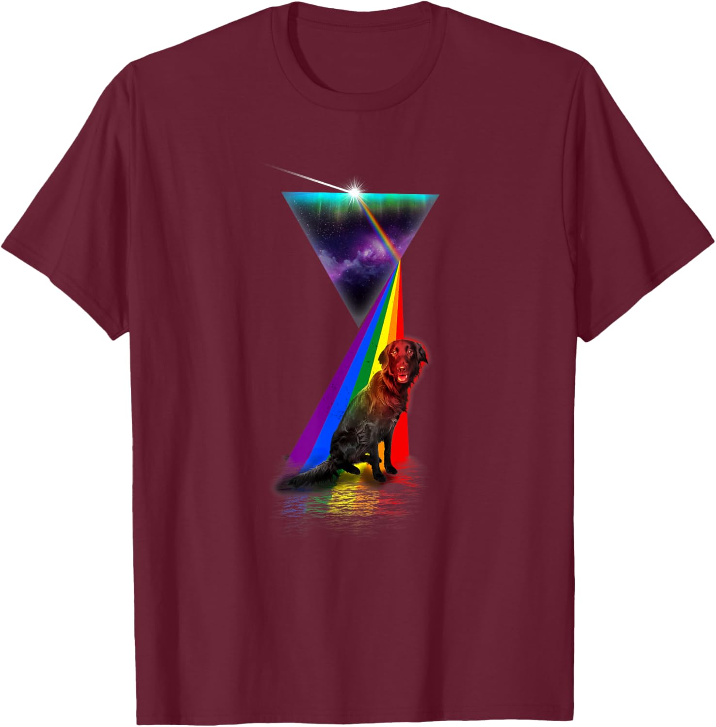 Vintage Retro Prism Flat-Coated Retriever T-Shirt - T-Shirt | Maroon