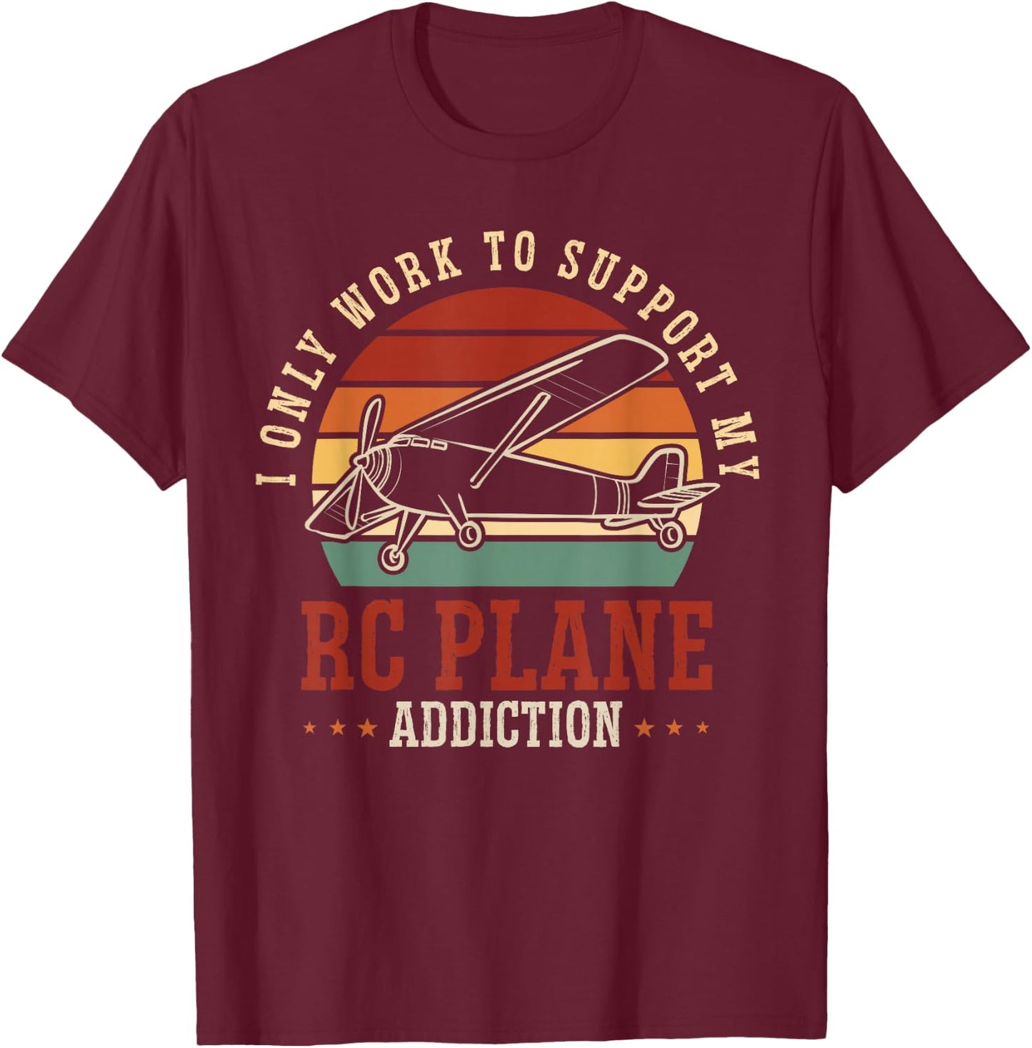 RC Plane Retro Vintage Radio Controlled Airplane T-Shirt - T-Shirt | Maroon