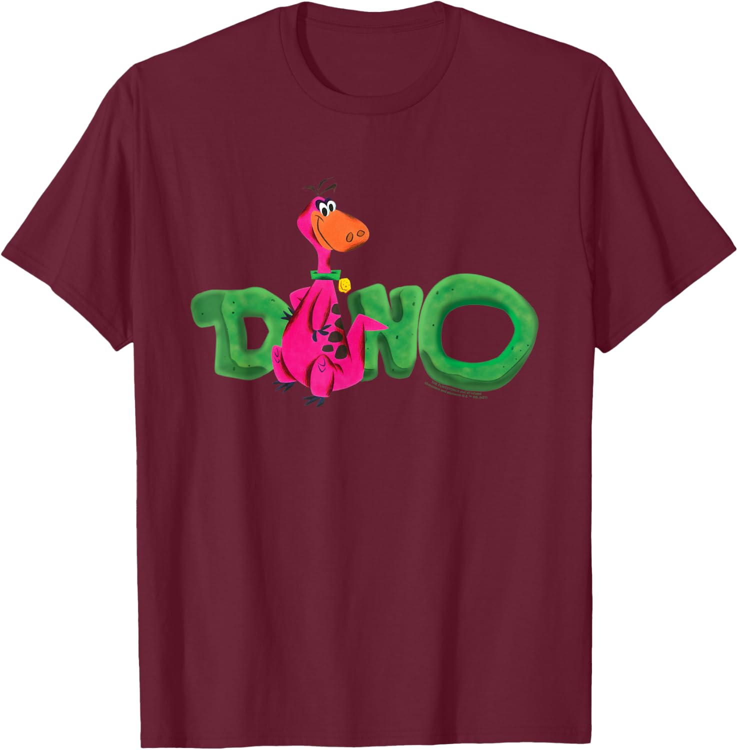 The Flintstones Dino with Stylized Name T-Shirt - T-Shirt | Maroon