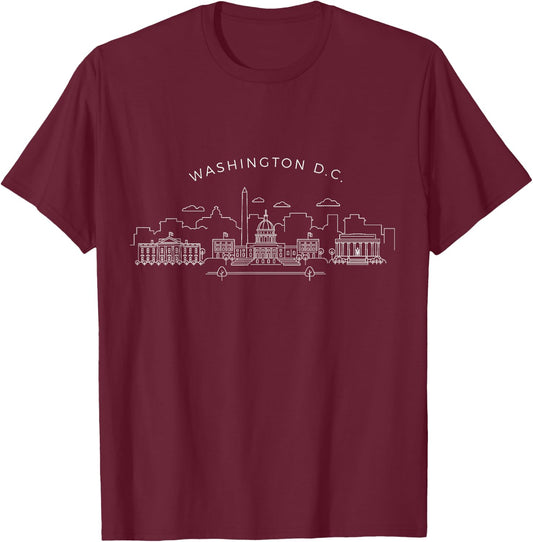 Washington D.C. Skyline Vintage Washington D.C. T-Shirt - T-Shirt | Maroon