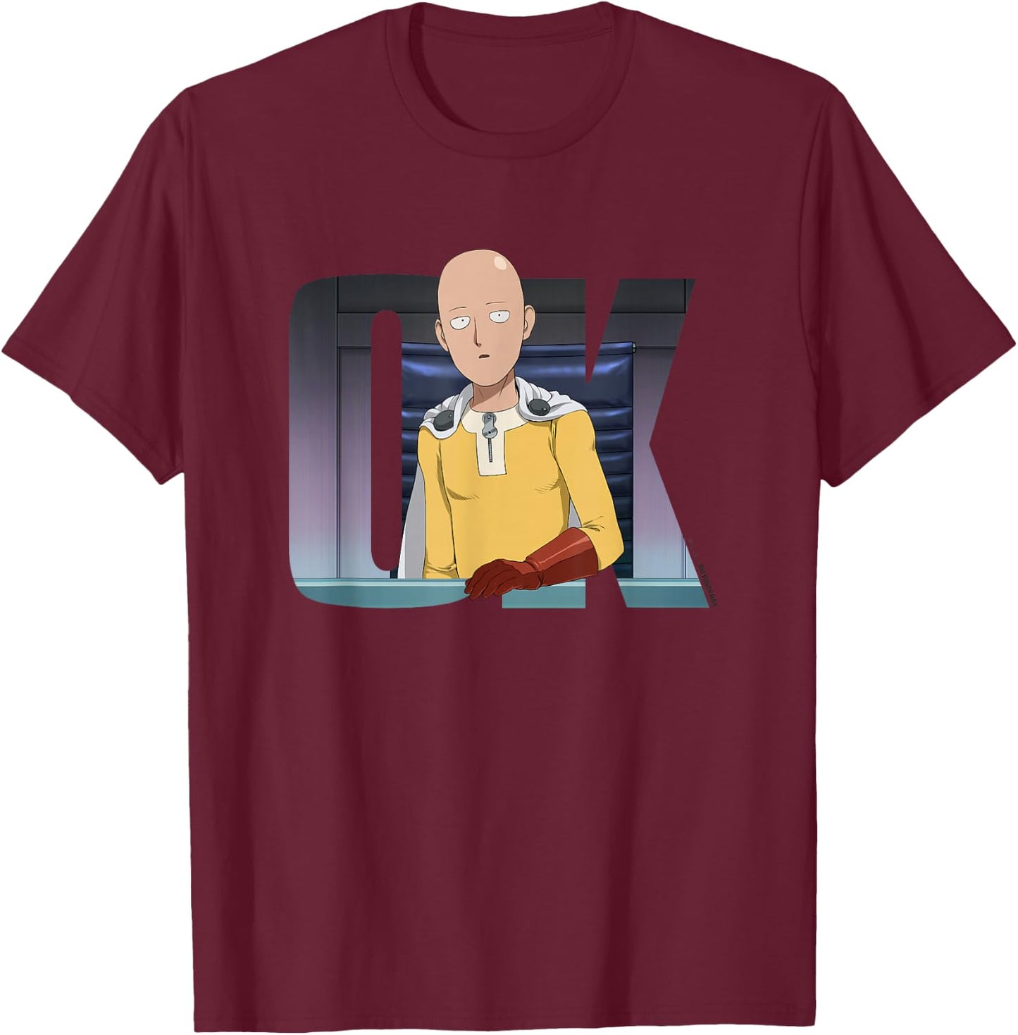 One Punch Man Saitama OK T-Shirt - T-Shirt | Maroon