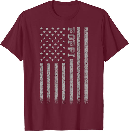 Poppi American Flag T-Shirt - T-Shirt | Maroon