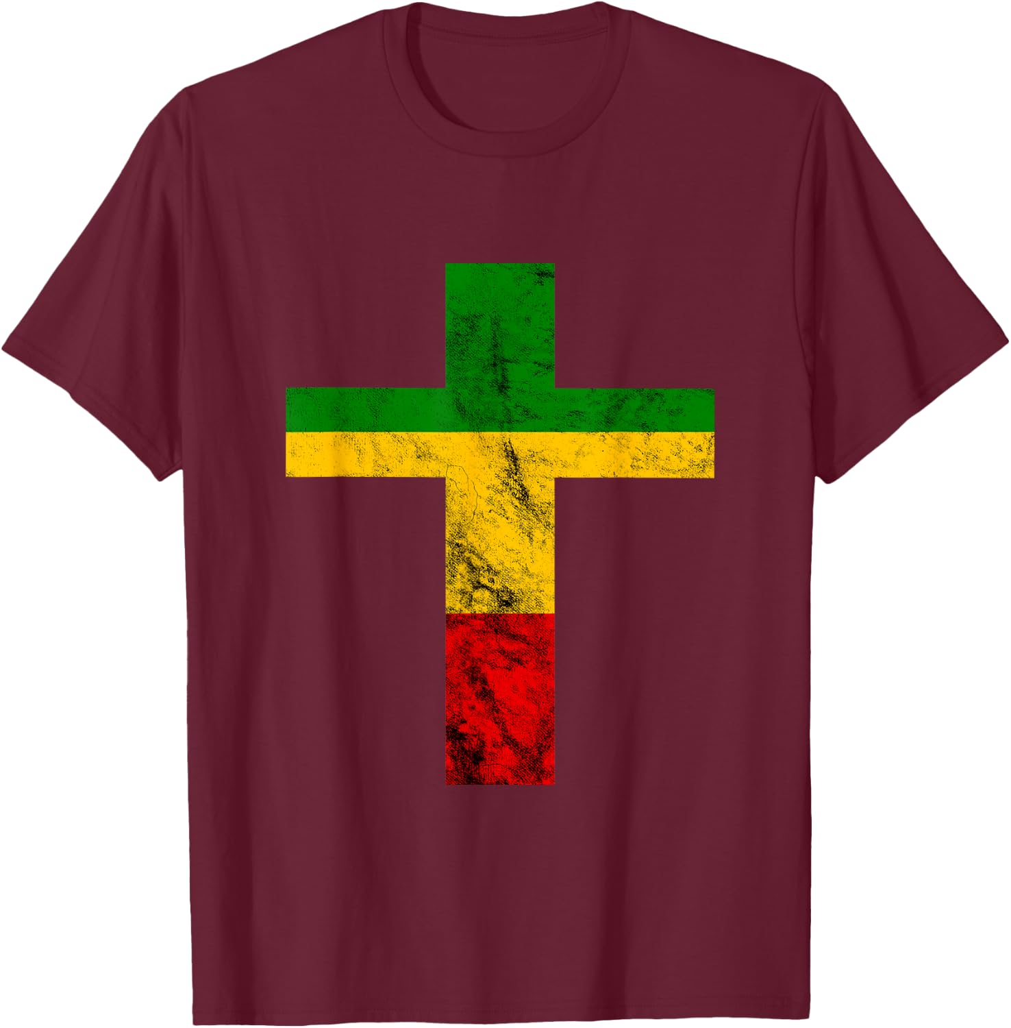 Rasta Reggae Jesus Cross Faith Rastafari Roots Reggae Lover T-Shirt - T-Shirt | Maroon