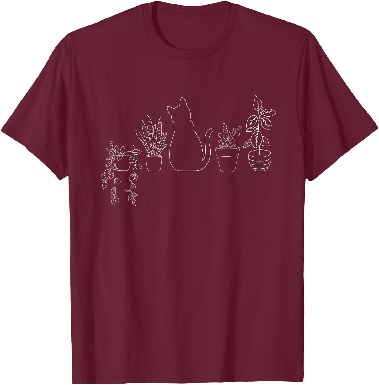 Funny Cat Gardening House Plant Lovers Cute Gardener T-Shirt - T-Shirt | Maroon
