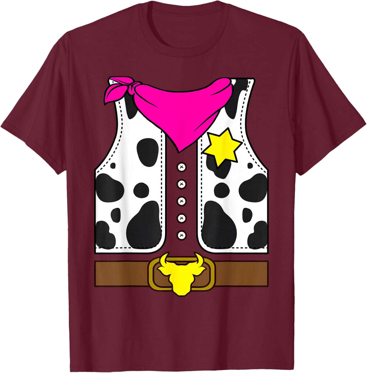 Cowgirl Horse Riding Pink Girl Cowboy Rodeo Costume Horse T-Shirt - T-Shirt | Maroon