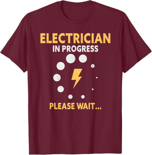 Electrician Electrical Worker Journeyman Wireman Scull T-Shirt - T-Shirt | Maroon