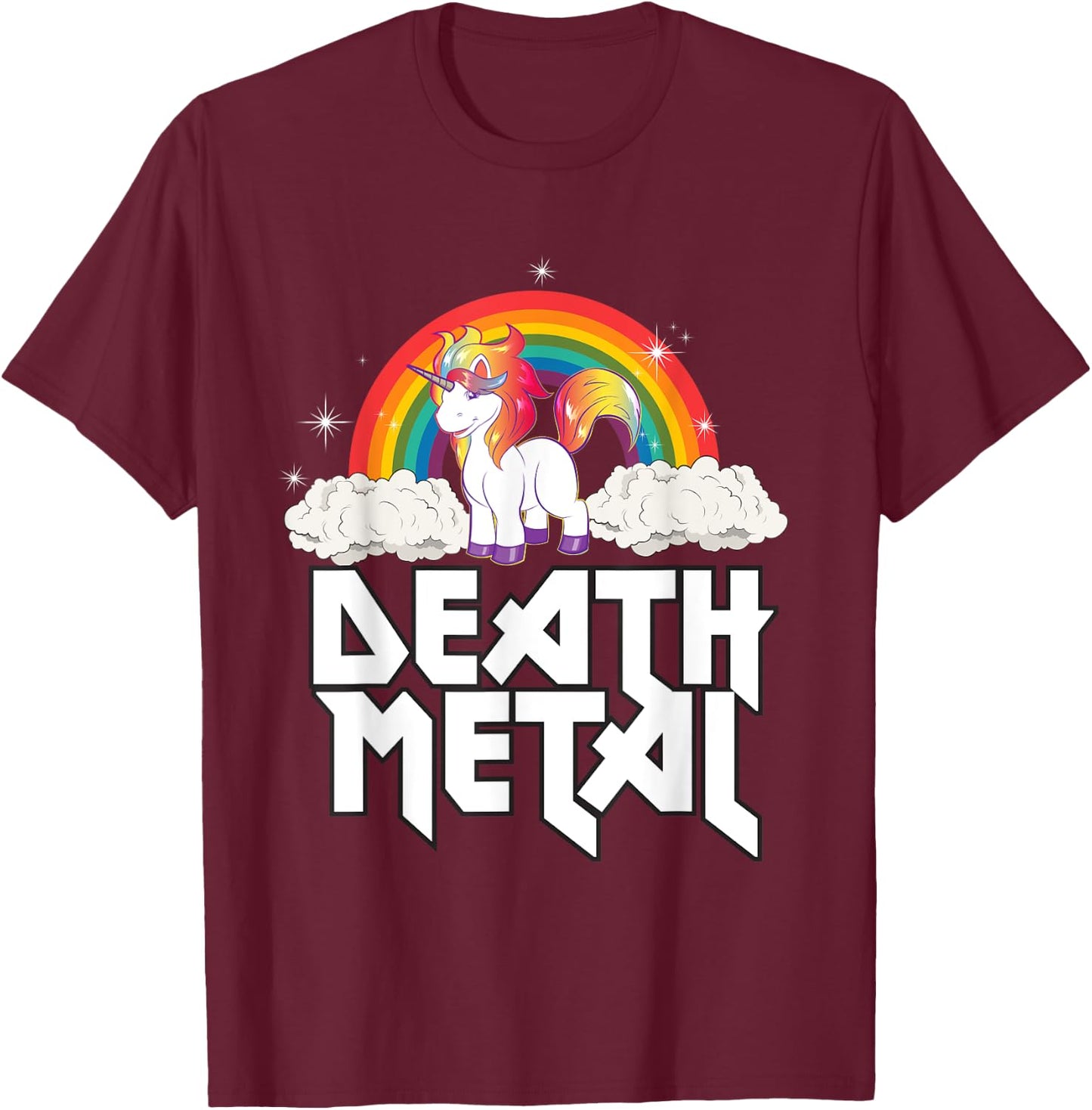 Heavy Metal Unicorn Death Metal Unicorn T-Shirt - T-Shirt | Maroon