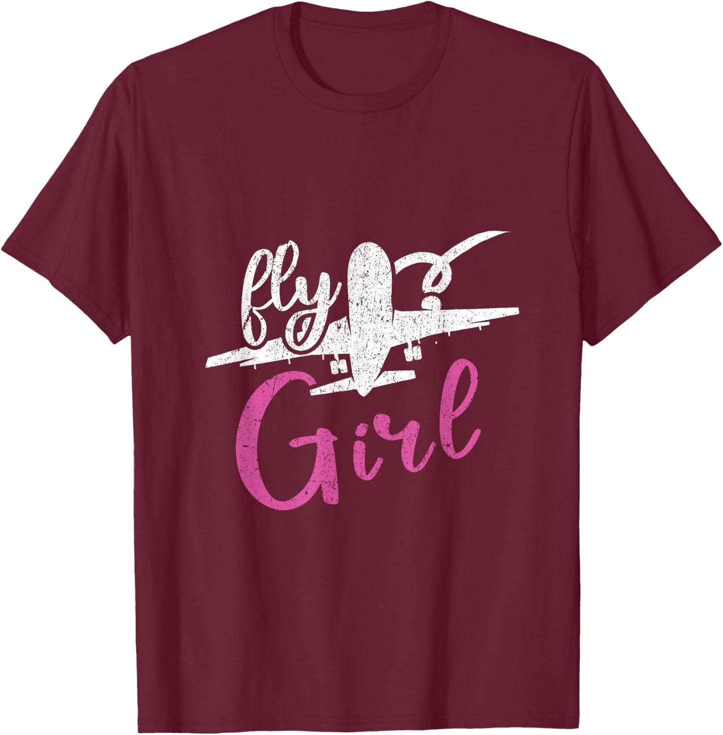 Women's Airplane Aviation Lover Aircraft Fly Girl T-Shirt - T-Shirt | Maroon