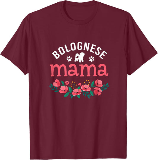 Floral Bolognese Dog Mama Gifts Dog Mom Christmas T-Shirt - T-Shirt | Maroon