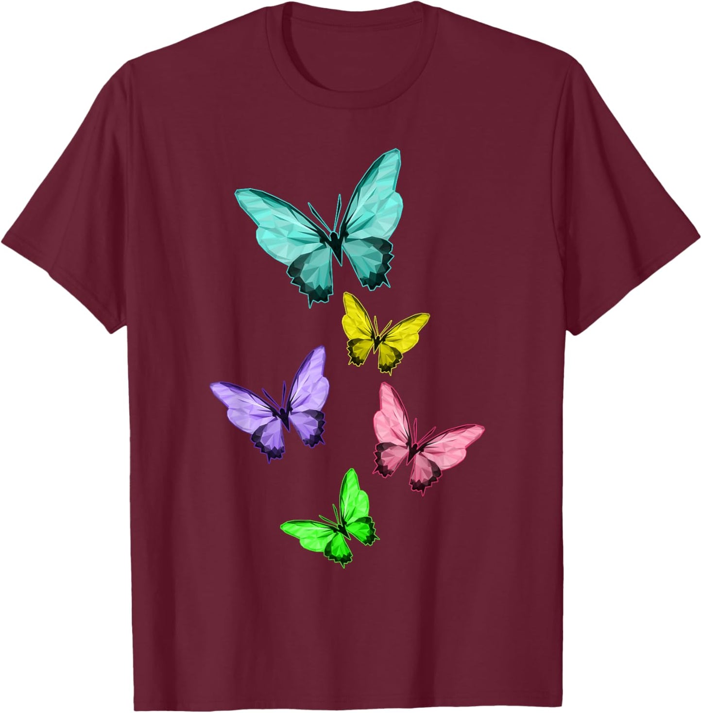 Colorful Butterflies Shirt Nature Monarch Butterfly Lover T-Shirt - T-Shirt | Maroon