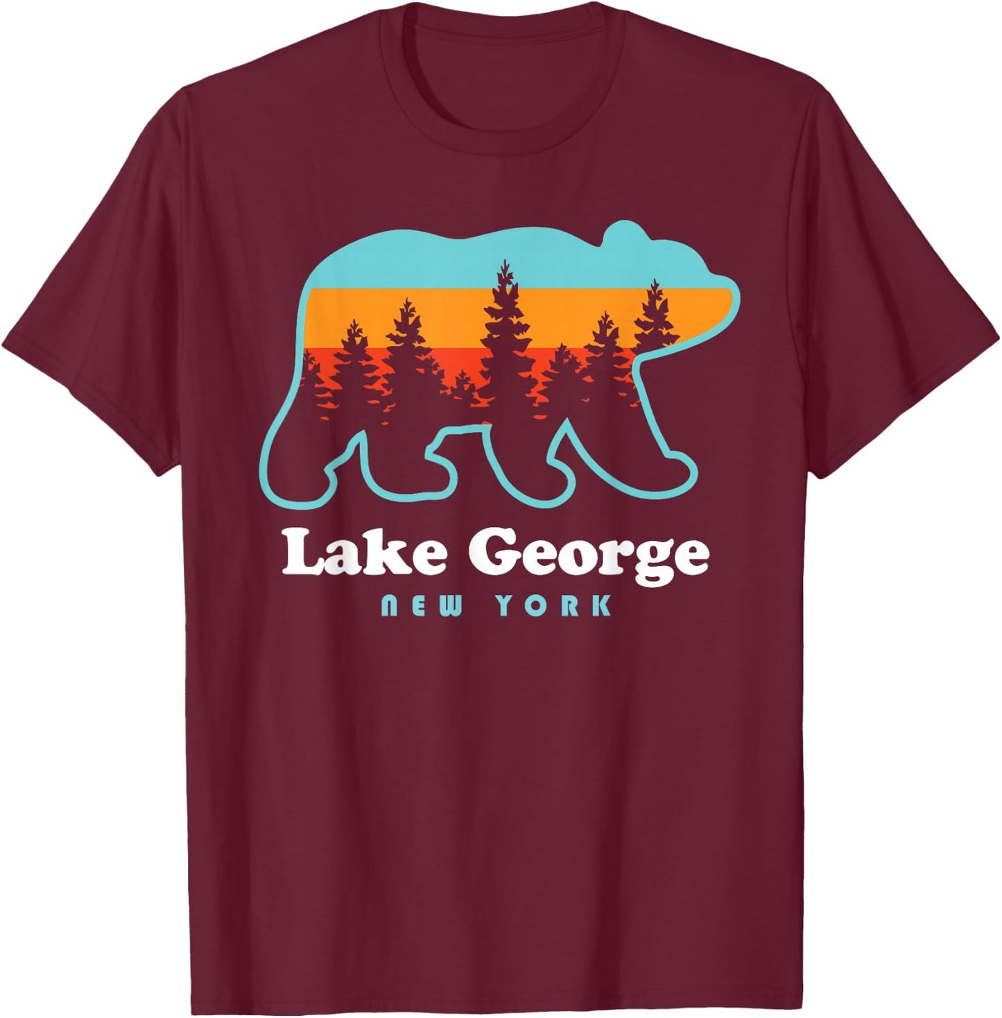 Lake George NY Bear Lake George New York T-Shirt - T-Shirt | Maroon