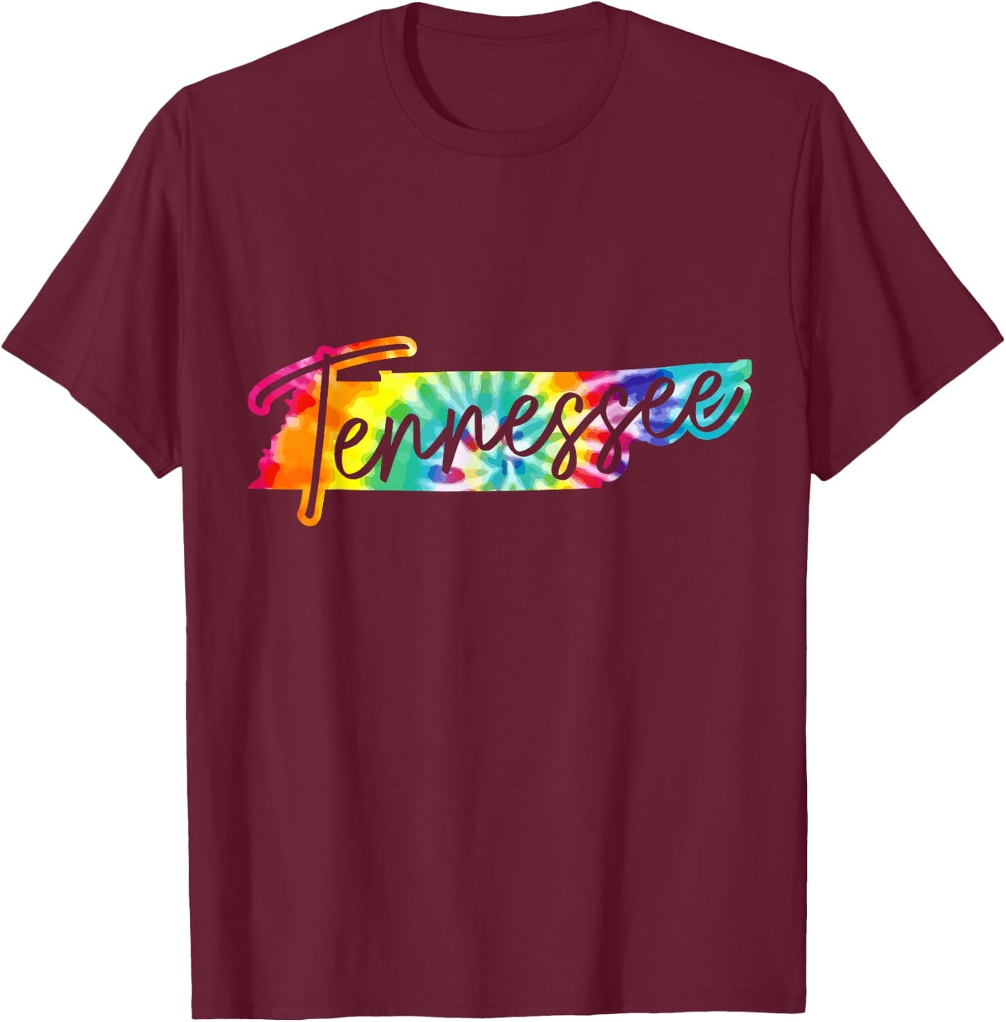 Tennessee Tie Dye State Map Pride Nashville Vintage Retro T-Shirt - T-Shirt | Maroon