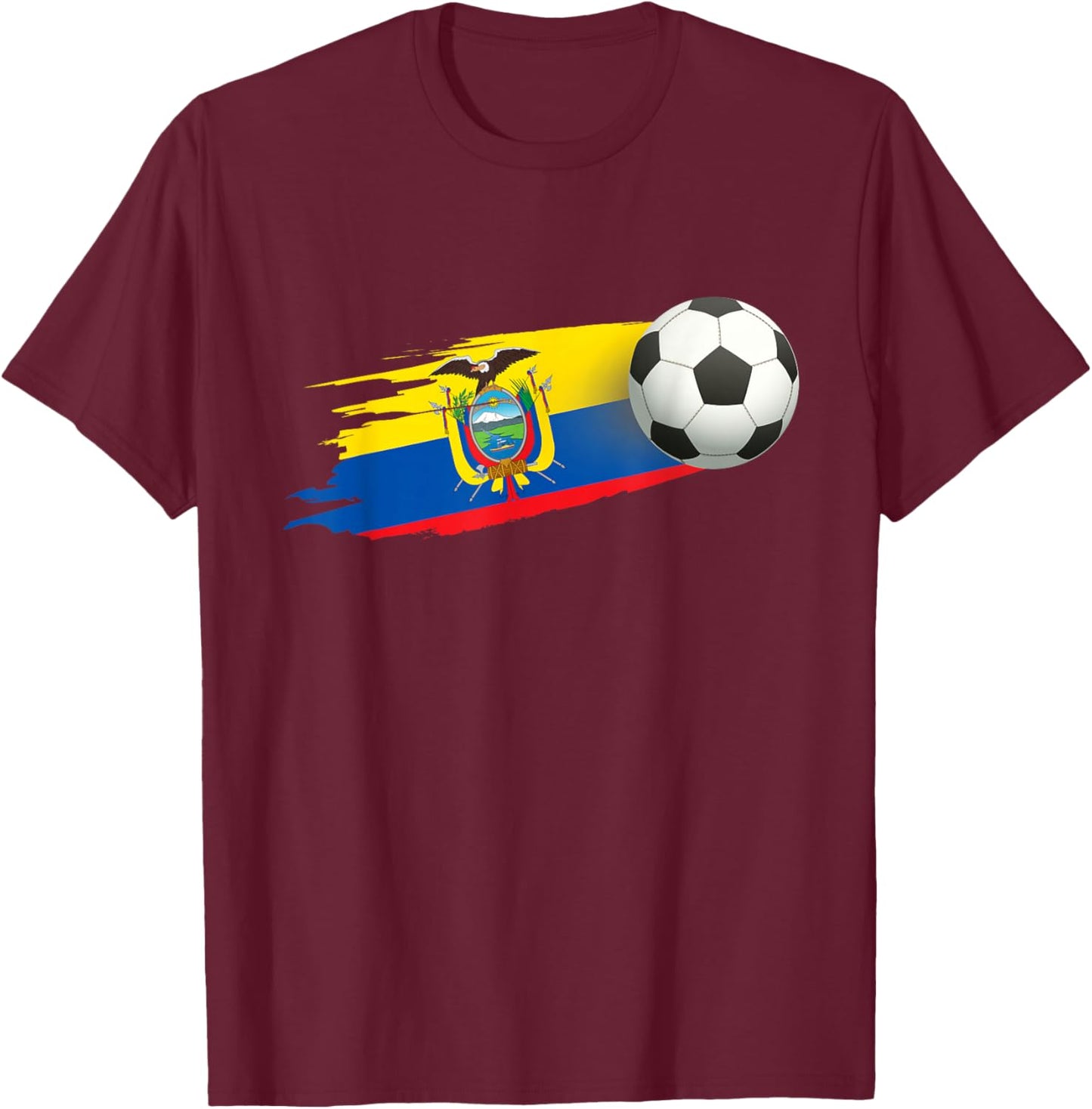 Ecuador Flag Jersey - Soccer Ball Football T-Shirt - T-Shirt | Maroon