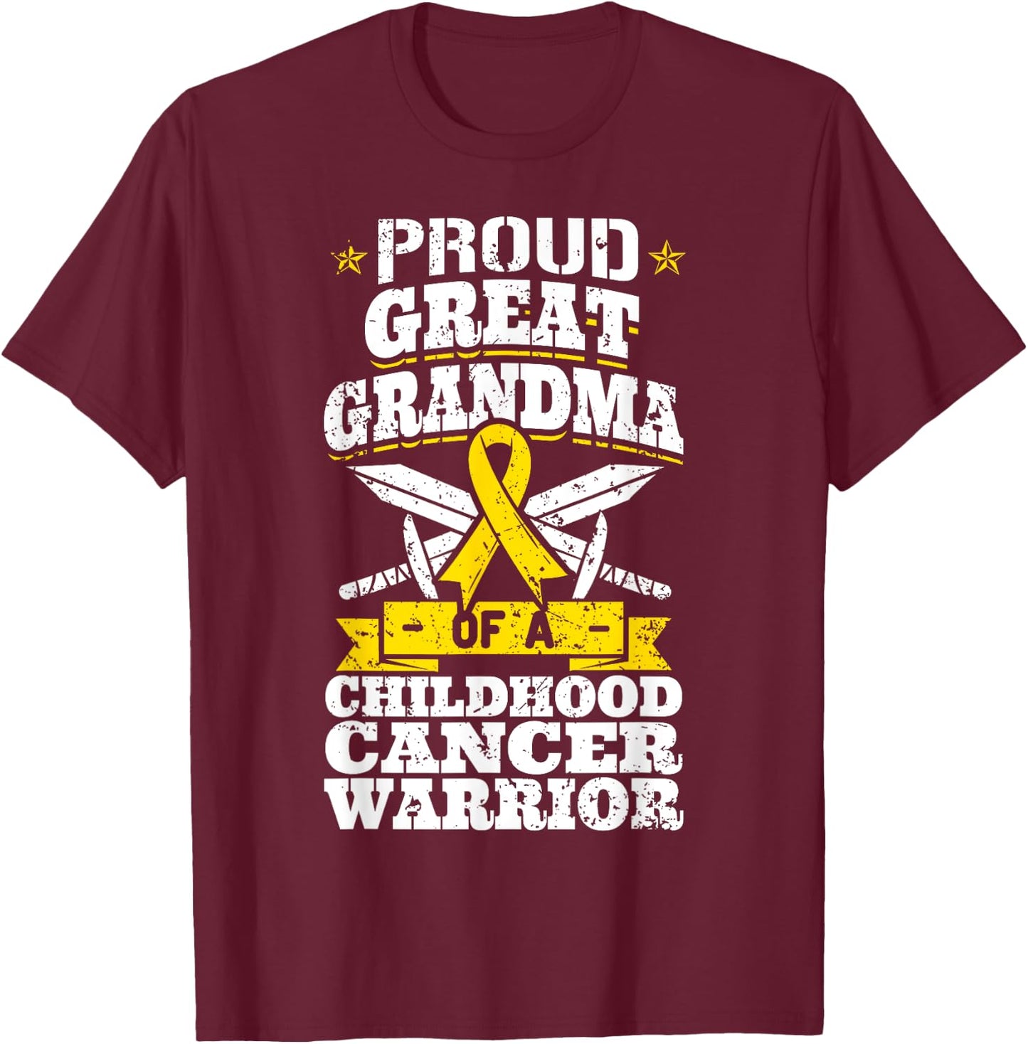 Proud Great Grandma Of A Childhood Cancer Warrior Awareness T-Shirt - T-Shirt | Maroon